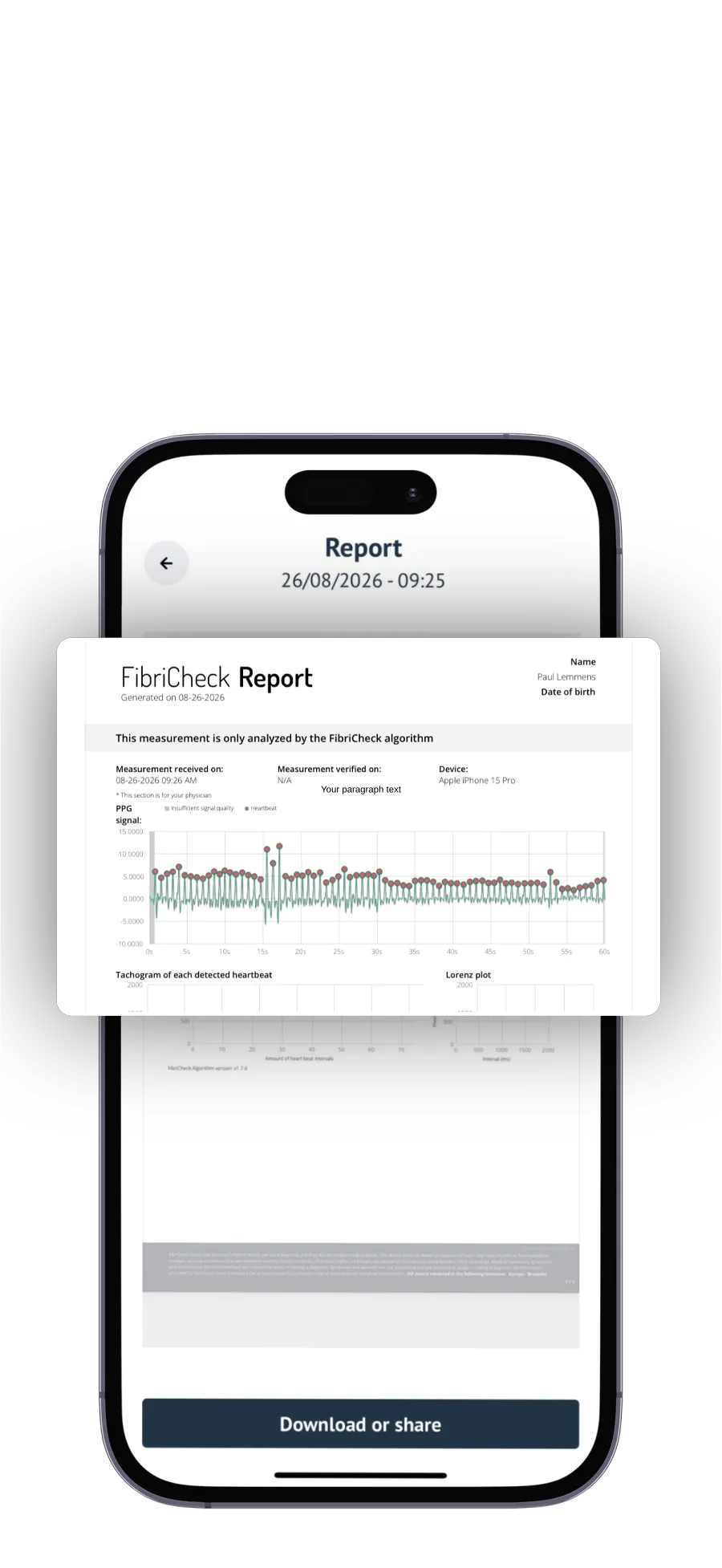 Shareable measurement report with the heartbeat signal