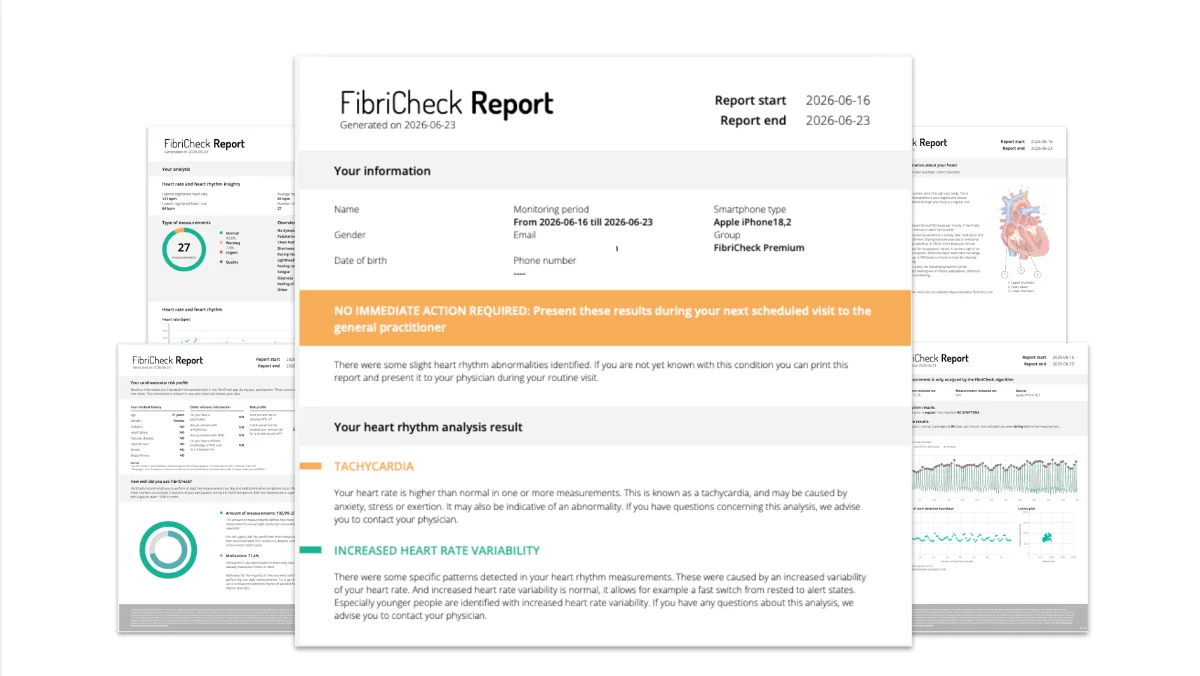 A real, anonymized FibriCheck measurement report