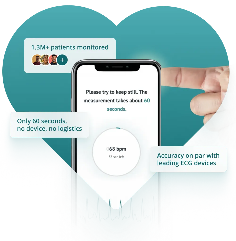 The FibriCheck app during a heart rhythm measurement