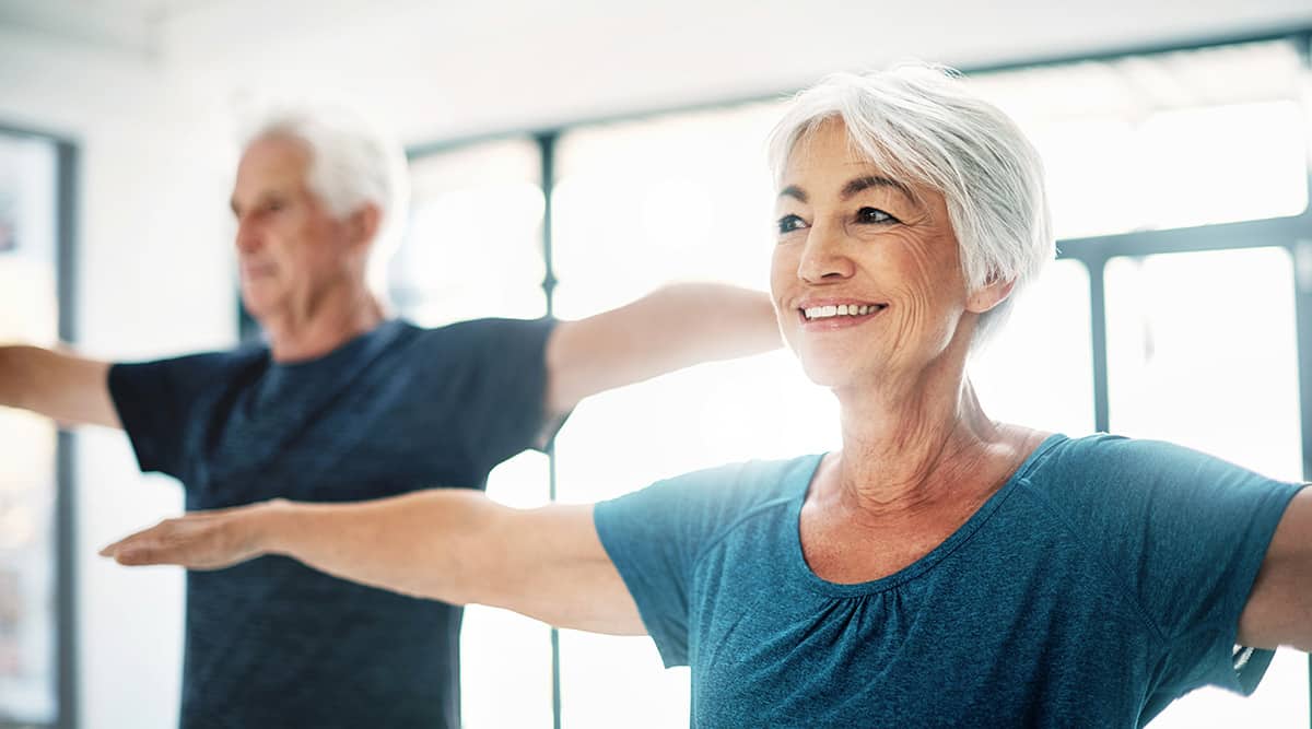 Man and woman exercising